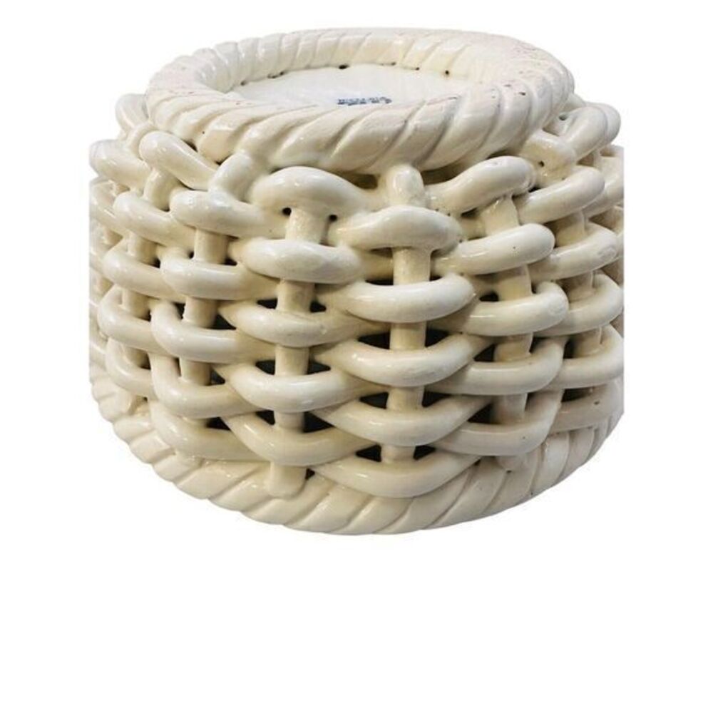 Vintage Decor White Basket Weave Lattice Bowl Made in Spain By Hispania CH - Picture 5 of 12